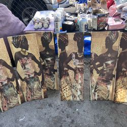 Set Of 6 African women canvas