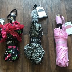 BEBE UMBRELLAS SET OF 3 AUTO OPEN +CLOSE BRAND NEW TAGS ATTACHED