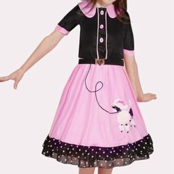 Size 4/5 ,50s Outfit for Girls 50s Sock Hop Poodle Skirt Costume for Girls with Accessories Party Dress