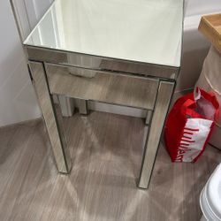 mirrored side table with drawer 