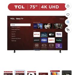 TCL 75” Class S4 (75S451) 4K UHD HDR Smart TV with Roku TV