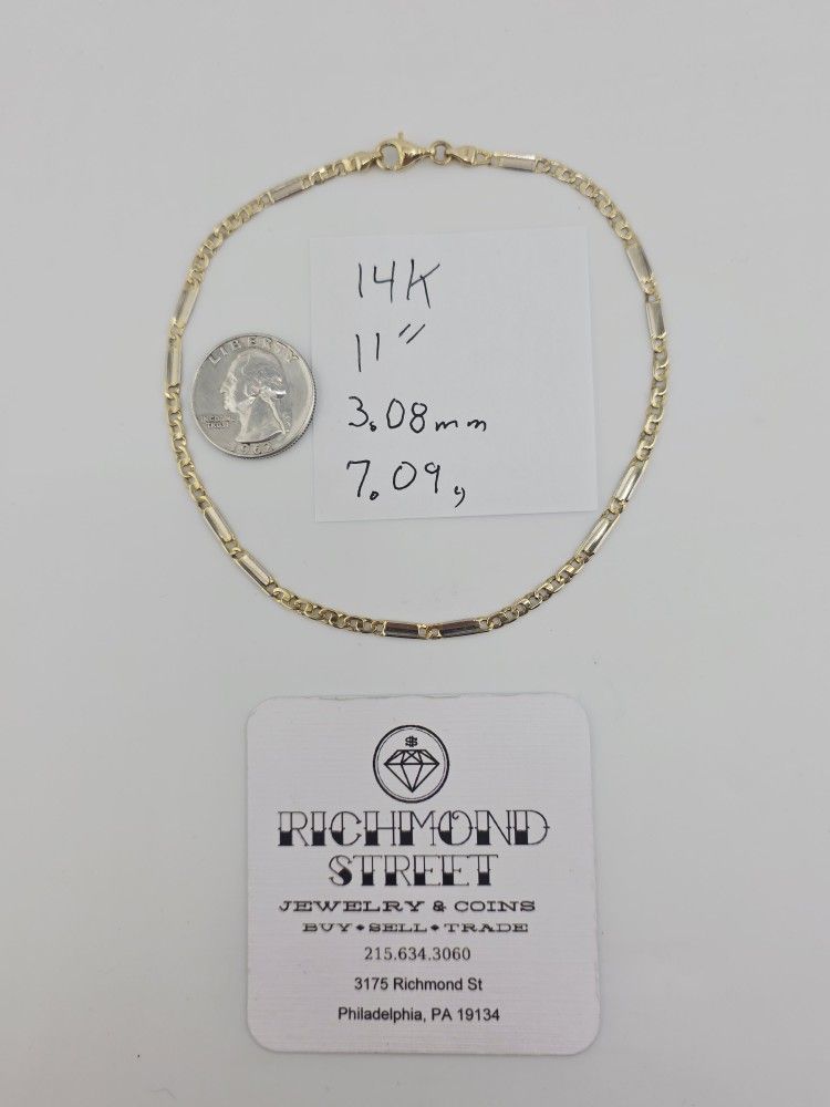 14k gold 11" custom link anklet