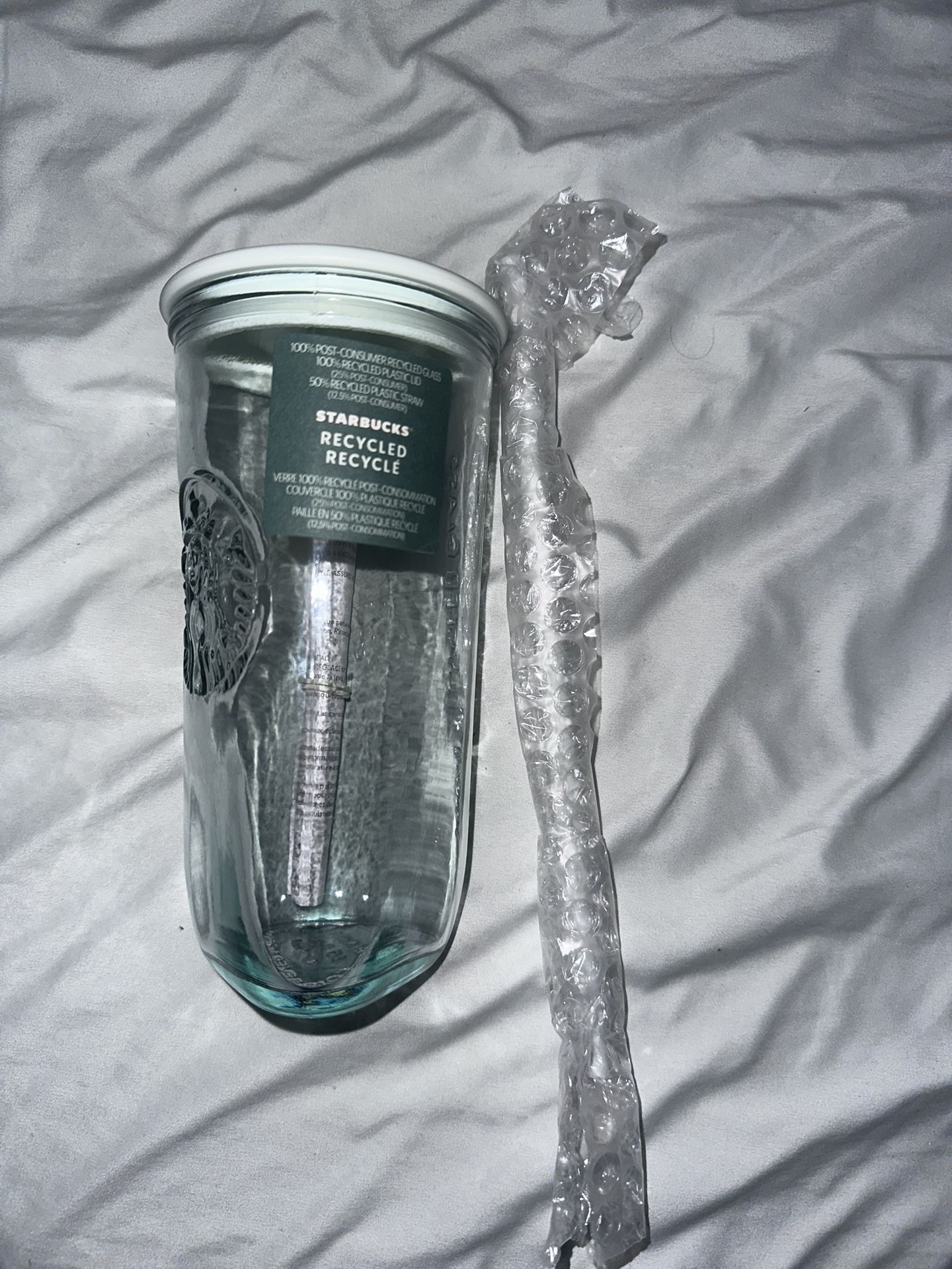 Starbucks Spring 2023 Recycled Glass MINT Triangle Bottom Cold Cup