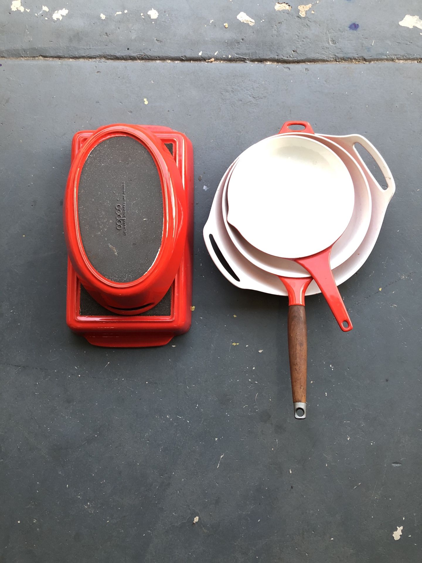 Midcentury danish enamel cookware set by copco