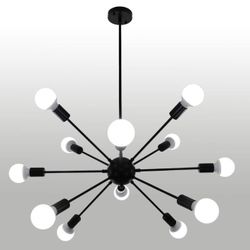 Sputnik Ceiling Light Fixture, 12 Lights Black 