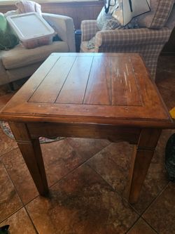 Solid Wood End Table with Plank Top