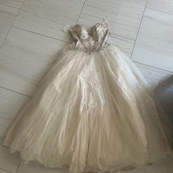 Golden Beige Quinceañera Dress