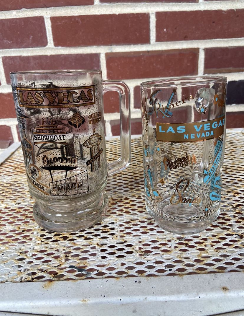 Vintage Vegas Glass Mugs 