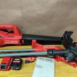 CRAFTSMAN V2O 20v 200-CFM  90-MPH Cordless Battery Handheld Leaf Blower & 10in Straight Shaft String Trimmer