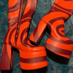 DOLLSKILL-Orange/Brown High Boots