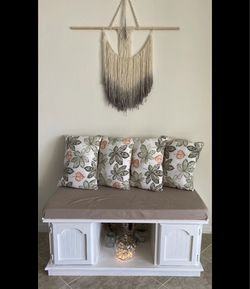 Storage Bench With Cushion and Seasonal Pillows