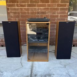 Sony Speakers + Turntable Working Tested Cabinet