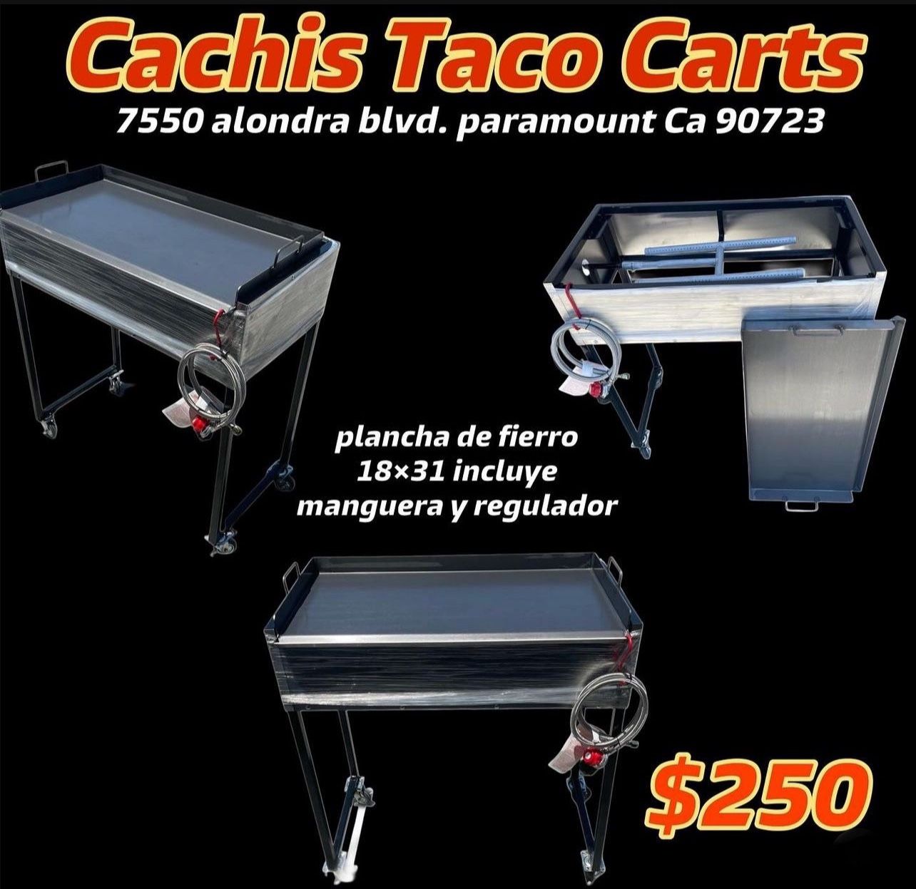 Plancha De 18”x31” Incluye Manguera Y Regulador Patas Desmontable Cachis Taco Carts,New Products : American Fashion Style Bags On Sale