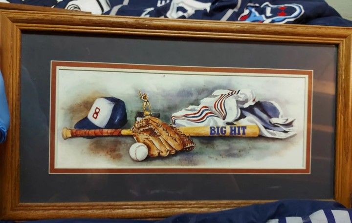 2 Big Hit Baseball Home Interior Wood Framed Pictures 