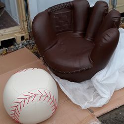 "NEW" Youth Swivel Glove Chair with Baseball Ottoman