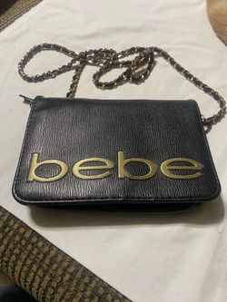 Bebe Black Crossbody Bag with Gold Chain