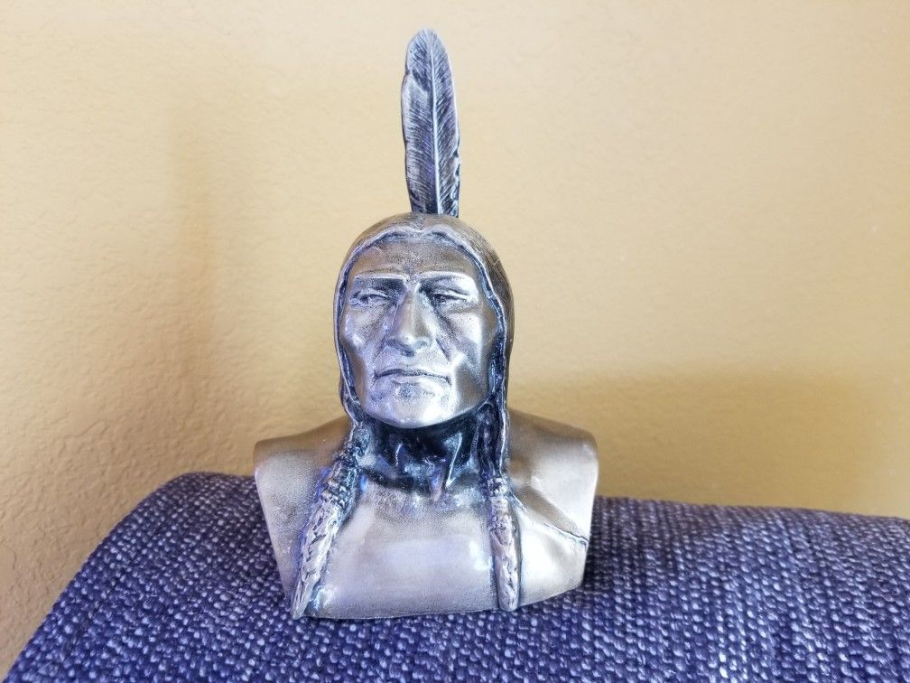 Vintage Chief Obbatinewat Indian Head Coin Bank from National Shawmut Bank of Boston