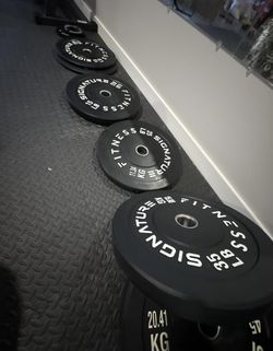 Brand New 340 Lb Set Of Olympic Bumper Weight Plates For Your Home Gym