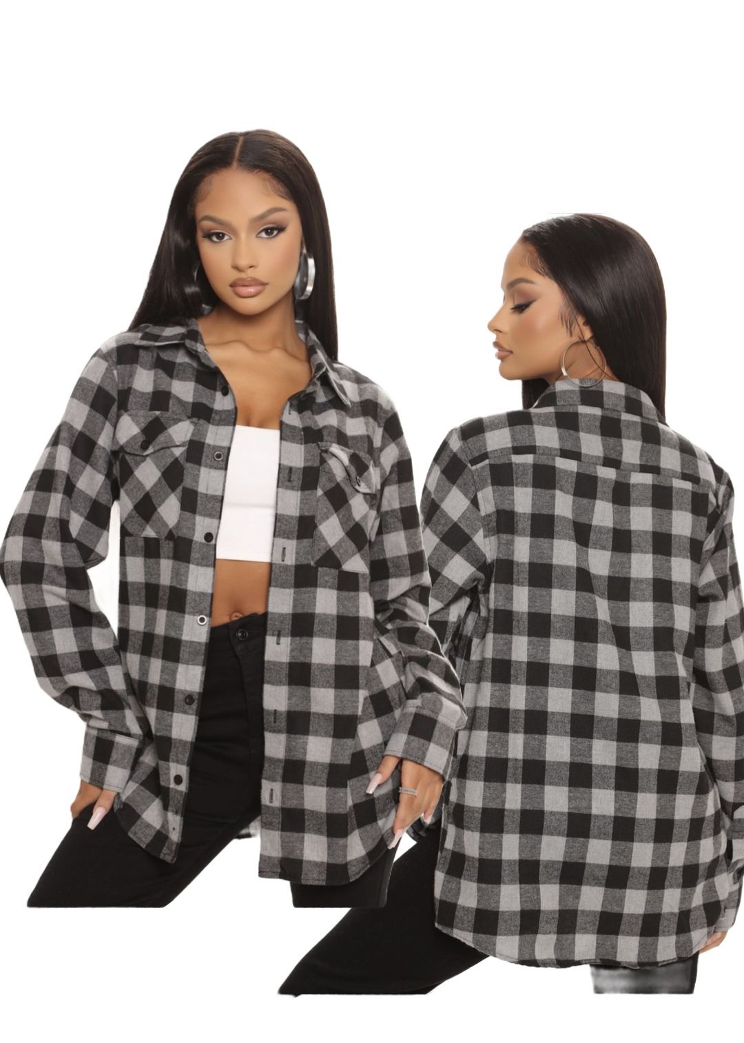 Fashion Nova Oversized Flannel Shirt size large  New