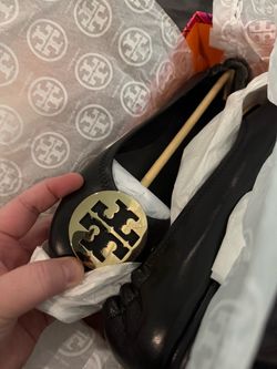 Tory Burch Black Leather Ballet Flats - Size 8 - brand new