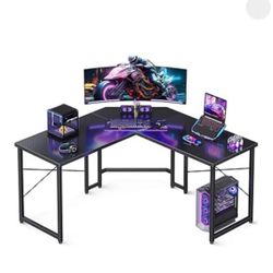 L Shaped Gaming Desk, Corner Desk Gaming Table for Home Office, Computer Desk Sturdy Writing Workstation for Small Space, Easy to Assemble