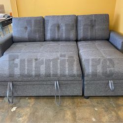 $0 Down! Sleeper Sectional Gray