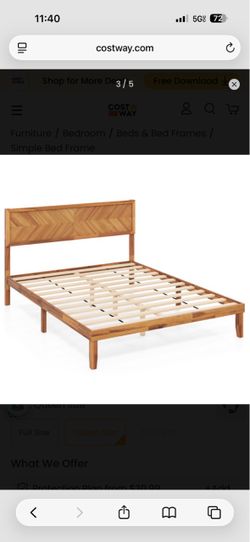 Costway Wood Platform Bed Frame with Headboard