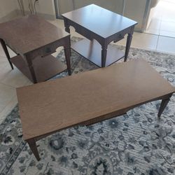 Brown Vintage Coffee Table w/ Matching End Tables