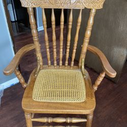 3- Dining Chairs Wood Inset Cane Seat