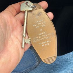 RARE! Antique Vintage Cunard Cruise Ship Room skeleton Key Original New York Southhampton