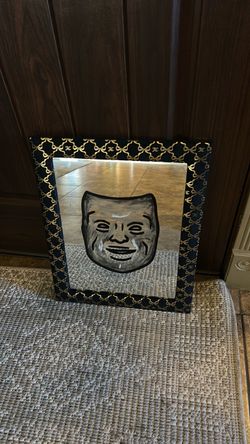 Decorative Mirror with Painted Face Art