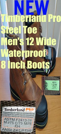 NEW Timberland Pro Steel Toe Men's 12 Wide Waterproof 8 Inch Boots Jordan