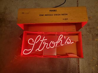 Stroh's Beer Neon Sign New Old Stock In Box