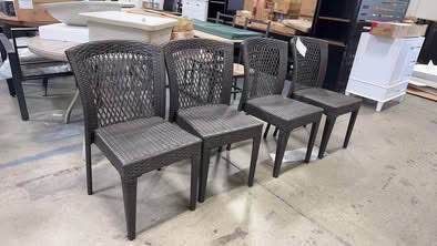 Assembled New Outdoor Dining Chairs Set of 4 - UV-Resistant PE Rattan & Steel Frame - Patio Chair