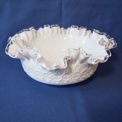 Fenton Ruffled Milk Glass Bowl