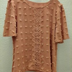 Pink Embroidered Blouse Size Large