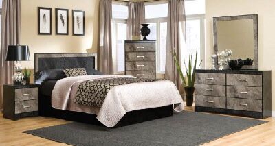 Stylish grey black bedroom suite set