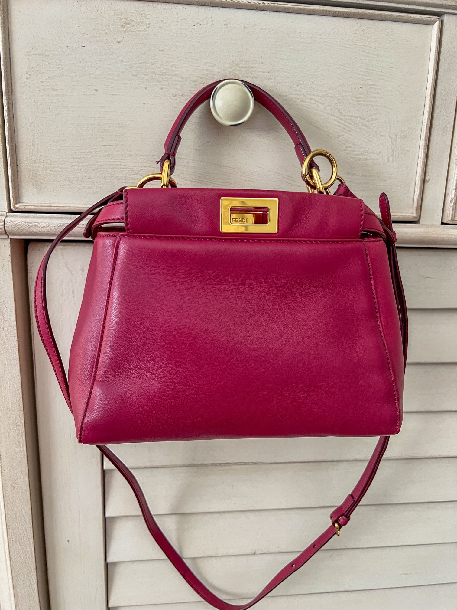 Fendi Mini Peekaboo Iconic Satchel Magneta