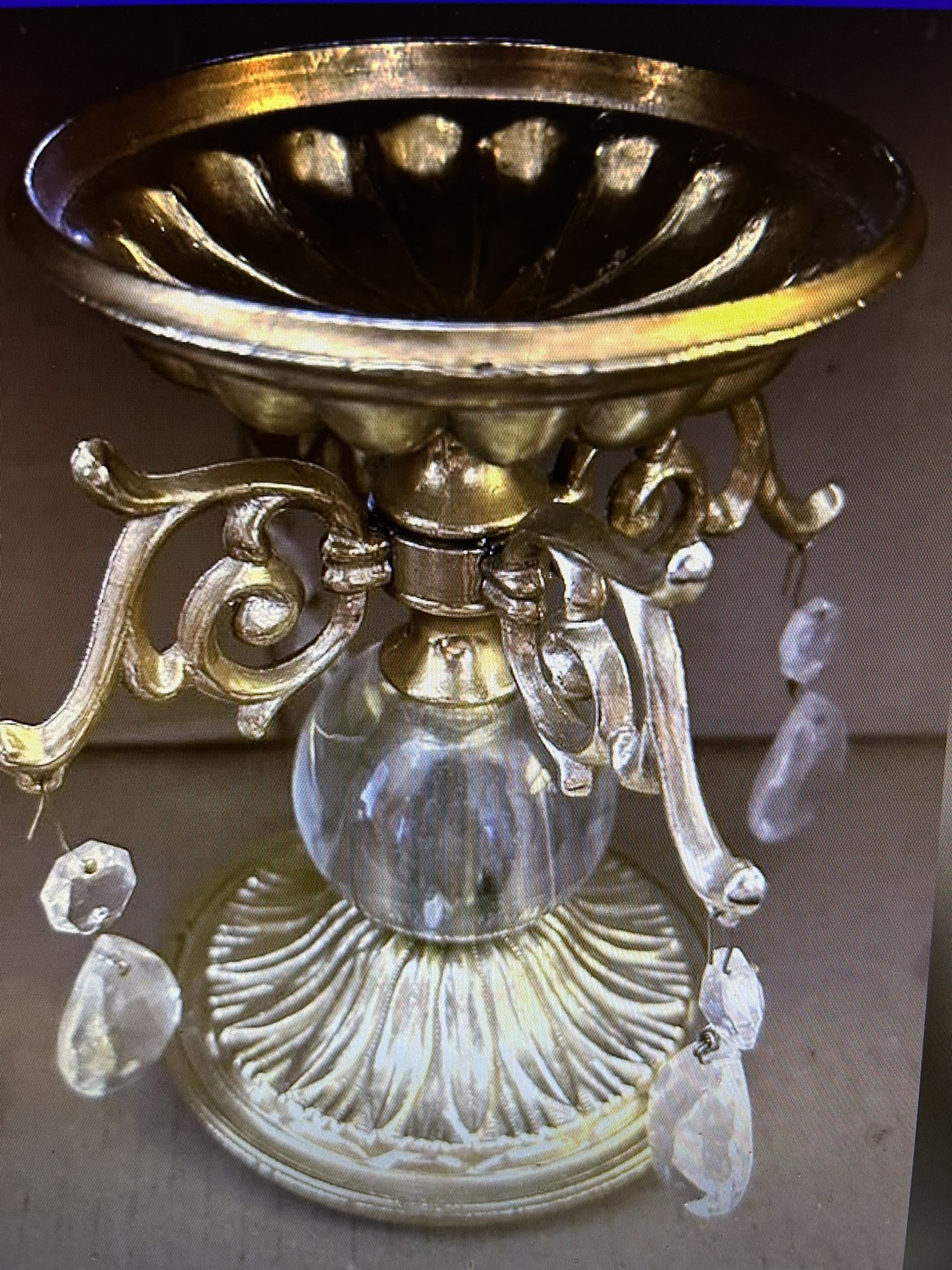 Pretty Candle Holder With Brass/Glass