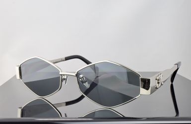 Celine Triomphe Geometric Sunglasses in Silver with Gray Lens