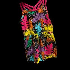 Okie Dokie baby toddler girl short romper Sleeveless Top size 2t monstera print