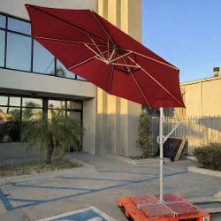 New In Box $65 Each Beige Red Or Blue Color 10 Feet Offset Cantilever Umbrella With Cross Stand UV Protected Fabric 