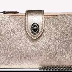 NWOT...COACH Metallic Leather Turnlock Crossbody 