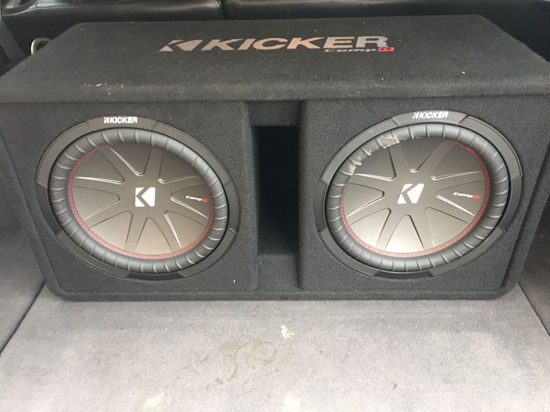 Dual Kicker 12’ Subs with customized Kicker (ported) box including capacitor