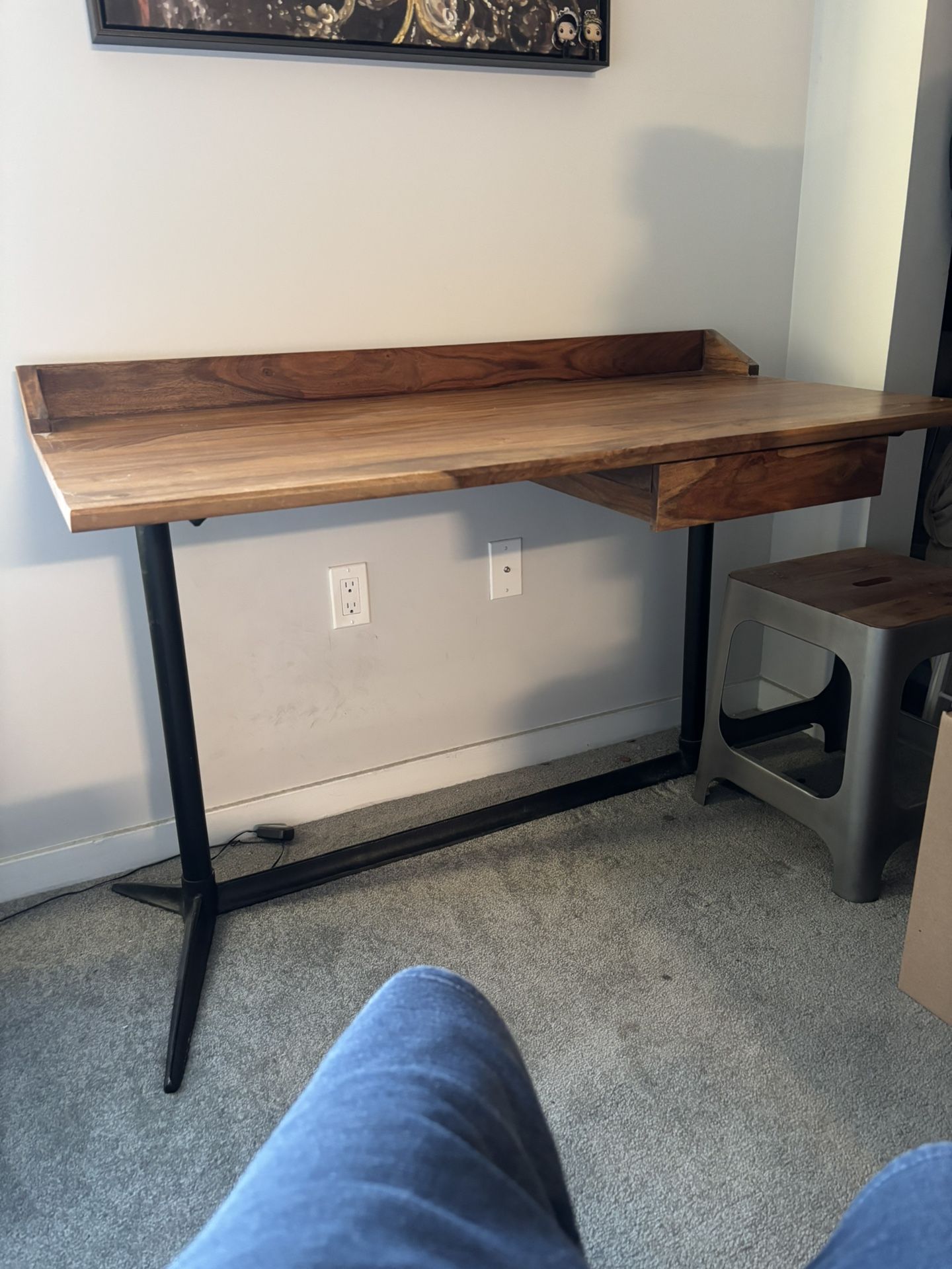 Wood Desk With Metal Frame / Crate & Barrel