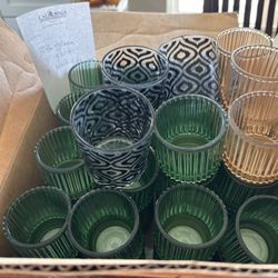 Candle Holders Qty 33 Green Gold Wedding Bulk Lot