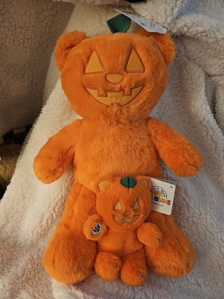 Pumpkin Glow Teddy Bear & Mini Bean Gift Set