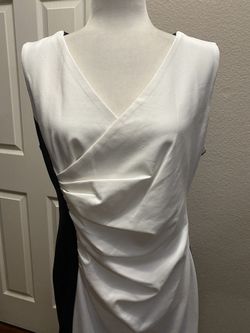 NWT T Tahari Dress V-Neck Navy/White Sz 14, Retail: $118.00