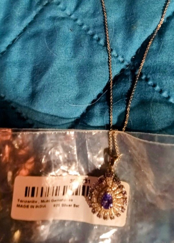 Tanzanite & Sterling Silver Necklace 