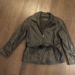 Womans Black Leather Jacket By Wilson’s Size Small #1